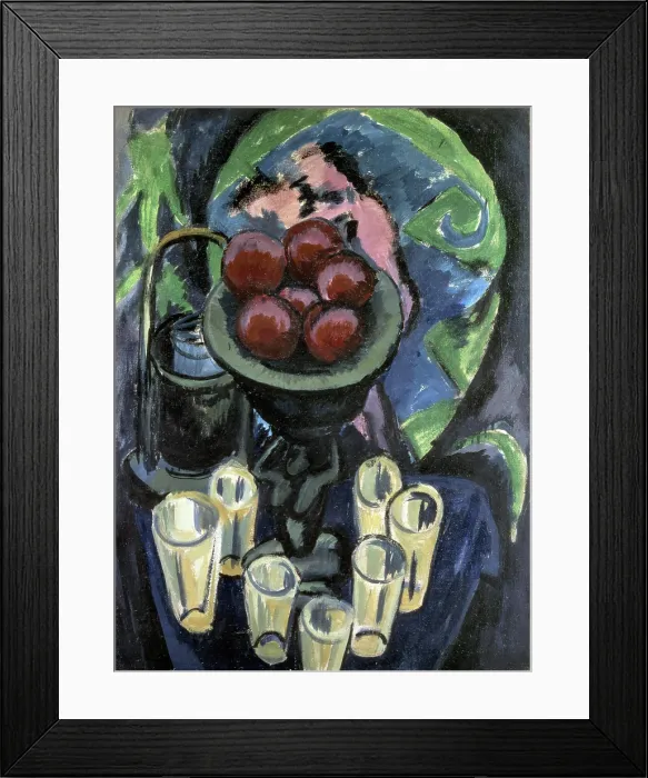 Framed Print : Still Life with Glasses, 1912. Creator: Kirchner, Ernst Ludwig (1880-1938) Framed Print : Still Life with Glasses, 1912. Creator: Kirchner, Ernst Ludwig (1880-1938)