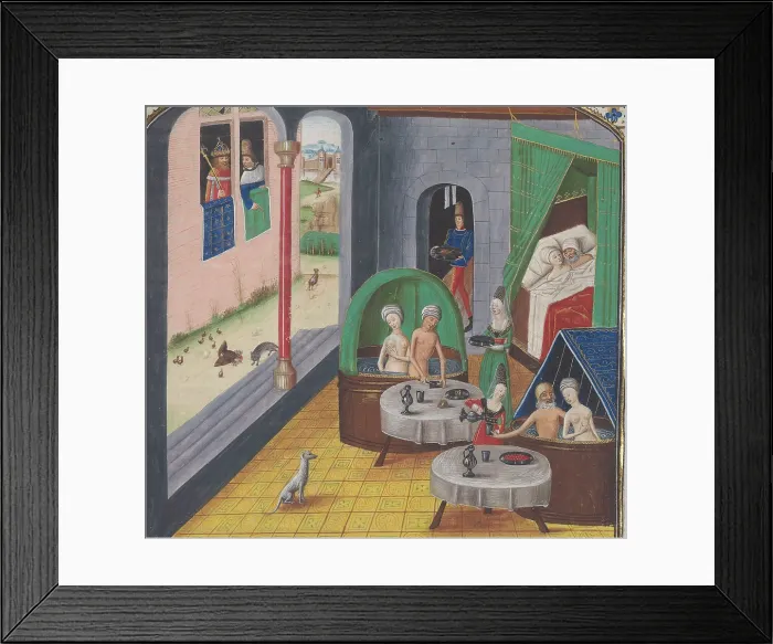 Framed Print : The baths of Sergius Orata. Miniature from Dits et faits memorables by Valerius Maximus, c1450-1475. Creator: Anonymous master Framed Print : The baths of Sergius Orata. Miniature from Dits et faits memorables by Valerius Maximus, c1450-1475. Creator: Anonymous master