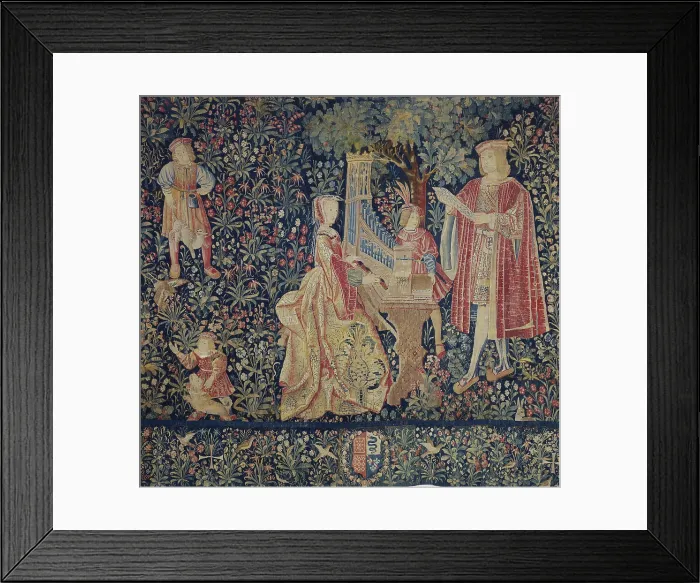 Framed Print : The Lady at the Organ. Tapestry, Early16th century. Creator: Anonymous master Framed Print : The Lady at the Organ. Tapestry, Early16th century. Creator: Anonymous master