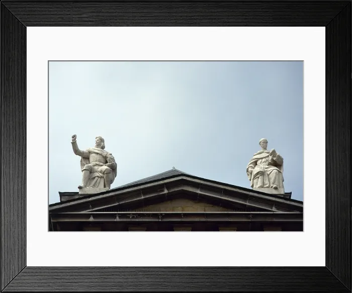 Framed Print : Statues of Francisco de Quevedo and Pedro Calderon de la Barca, Asturias, Spain, 2003. Creator: LTL Framed Print : Statues of Francisco de Quevedo and Pedro Calderon de la Barca, Asturias, Spain, 2003. Creator: LTL