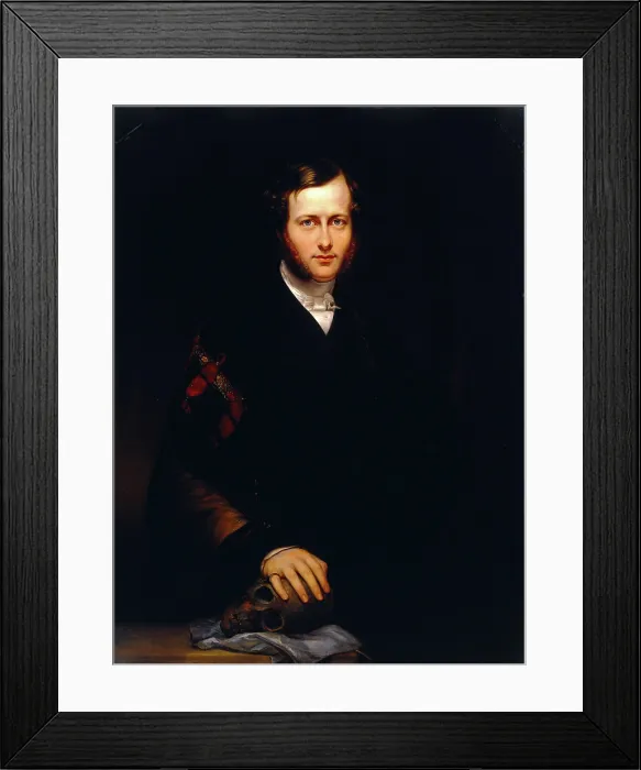 Framed Print : A man (George Dixon Longstaff?) wearing academic robes and holding a skull, 1835. Creator: Carl Schmid Framed Print : A man (George Dixon Longstaff?) wearing academic robes and holding a skull, 1835. Creator: Carl Schmid