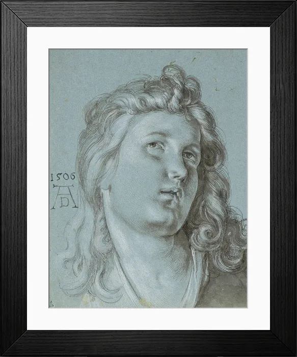 Framed Print : Head of the angel playing a lute (from the Feast of the Rose Garlands), 1506. Creator: Durer, Albrecht (1471-1528) Framed Print : Head of the angel playing a lute (from the Feast of the Rose Garlands), 1506. Creator: Durer, Albrecht (1471-1528)