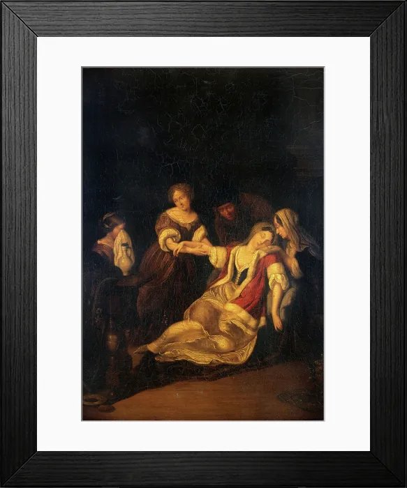 Framed Print : A lady fainting after bloodletting. Creator: Neer, Eglon van der, 1635 or 1636-1703 (After) Framed Print : A lady fainting after bloodletting. Creator: Neer, Eglon van der, 1635 or 1636-1703 (After)
