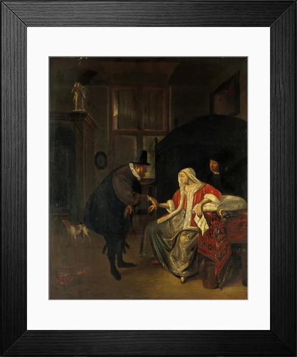 Framed Print : A physician taking the pulse of a lovesick girl, c1650s. Creator: Unknown Framed Print : A physician taking the pulse of a lovesick girl, c1650s. Creator: Unknown