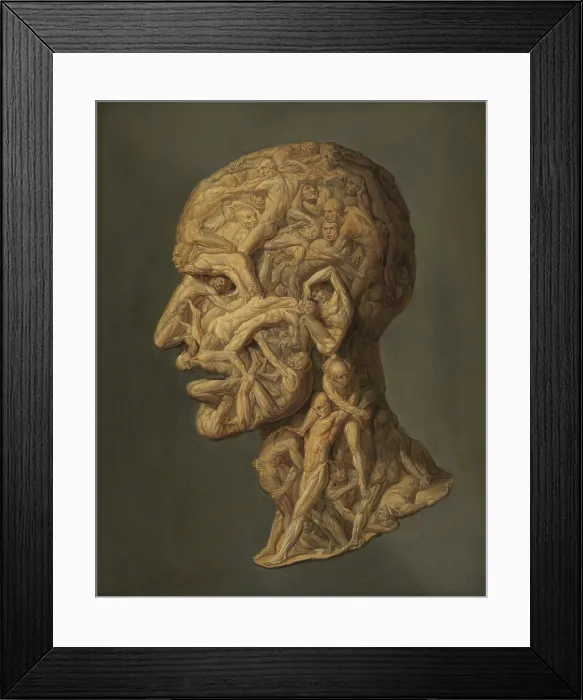 Framed Print : The head of a man composed of writhing nude figures. Creator: Filippo Balbi Framed Print : The head of a man composed of writhing nude figures. Creator: Filippo Balbi