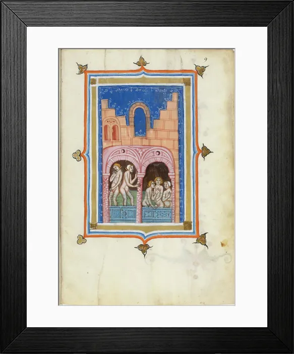 Framed Print : Miniature from De balneis puteolanis by Petrus de Ebulo, 14th century. Creator: Anonymous master Framed Print : Miniature from De balneis puteolanis by Petrus de Ebulo, 14th century. Creator: Anonymous master