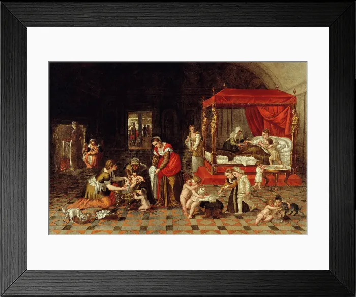 Framed Print : The birth of a baby. Creator: Lambert Sustris Framed Print : The birth of a baby. Creator: Lambert Sustris