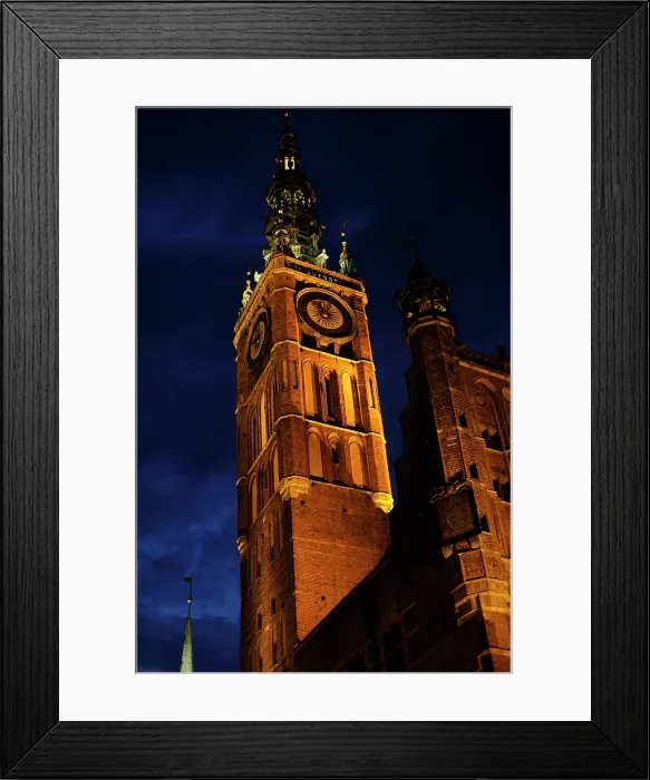 Framed Print : Night view, Tower, Town Hall, Gdansk, Poland, 14th century (2015). Creator: Unknown Framed Print : Night view, Tower, Town Hall, Gdansk, Poland, 14th century (2015). Creator: Unknown