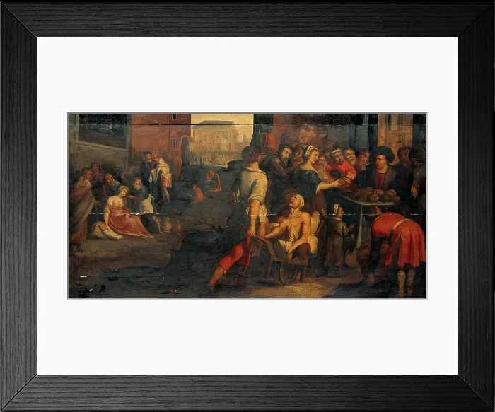 Framed Print : Works of mercy. Creator: Francken, Frans, 1581-1642 (Associated with) Framed Print : Works of mercy. Creator: Francken, Frans, 1581-1642 (Associated with)