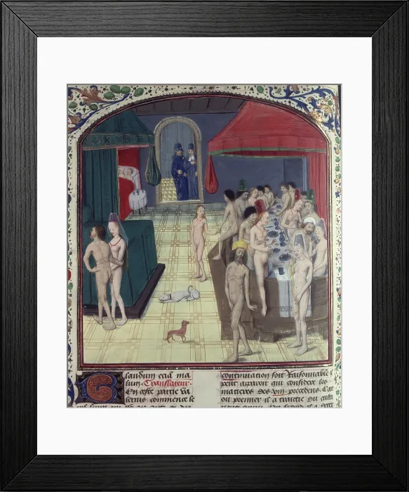 Framed Print : The baths of Sergius Orata. Miniature from Valerius Maximus, ca. 1470-1480. Creator: Anonymous master Framed Print : The baths of Sergius Orata. Miniature from Valerius Maximus, ca. 1470-1480. Creator: Anonymous master