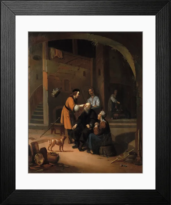 Framed Print : Tobias restoring the eyesight of Tobit, 1600-1699. Creator: Gerrit Dou Framed Print : Tobias restoring the eyesight of Tobit, 1600-1699. Creator: Gerrit Dou