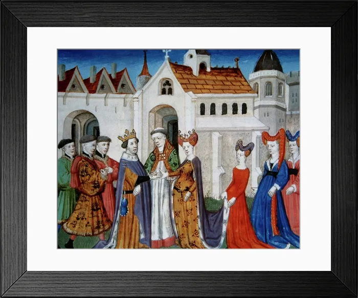 Framed Print : Miniature of Tristan and Iseult, France, 15th century (1992). Creator: Unknown Framed Print : Miniature of Tristan and Iseult, France, 15th century (1992). Creator: Unknown