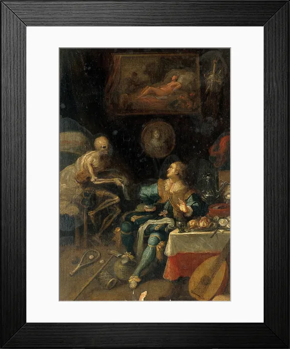 Framed Print : A voluptuary surprised by death, 1600-1699. Creator: Frans Francken II Framed Print : A voluptuary surprised by death, 1600-1699. Creator: Frans Francken II