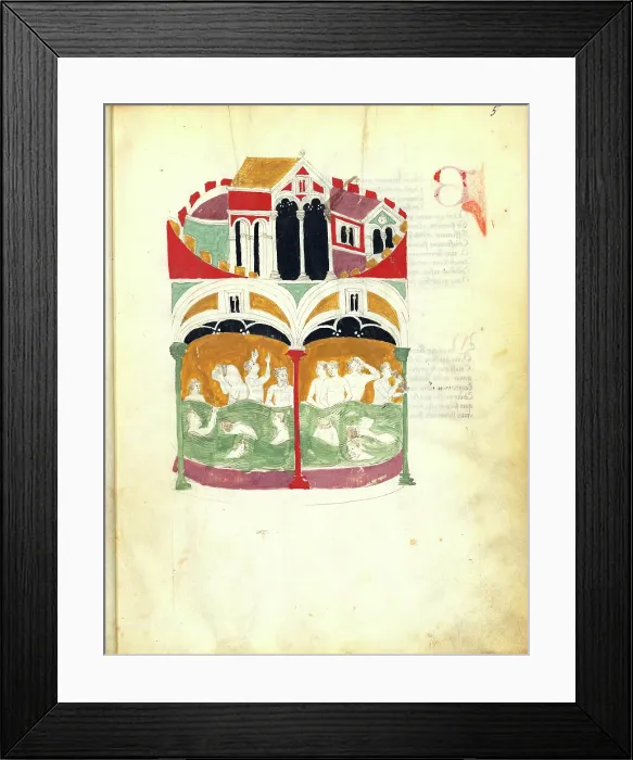 Framed Print : Miniature from De balneis puteolanis by Petrus de Ebulo, 1392. Creator: Anonymous master Framed Print : Miniature from De balneis puteolanis by Petrus de Ebulo, 1392. Creator: Anonymous master
