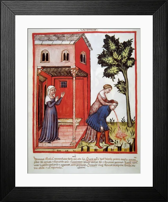Framed Print : Vomiting, 14th century. Creator: Unknown Framed Print : Vomiting, 14th century. Creator: Unknown