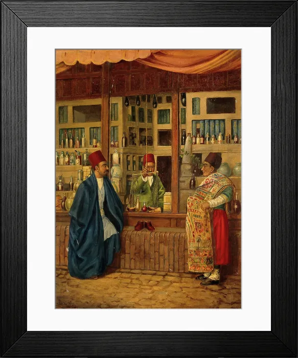 Framed Print : A shop in a bazaar in the Middle East. Creator: Unknown Framed Print : A shop in a bazaar in the Middle East. Creator: Unknown