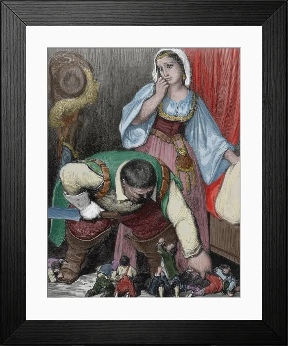 Framed Print : The ogre and Hop-o'-My-Thumb - Tom Thumb, 1862. Creator: Gustave Dore. The ogre and Hop-o'-My-Thumb - Tom Thumb, 1862. Creator: Gustave Dore Framed Print : The ogre and Hop-o'-My-Thumb - Tom Thumb, 1862. Creator: Gustave Dore. The ogre and Hop-o'-My-Thumb - Tom Thumb, 1862. Creator: Gustave Dore