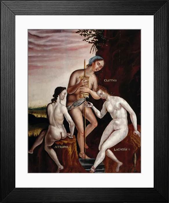 Framed Print : The three Fates. Creator: Galle, Philippe, 1537-1612 (After) Framed Print : The three Fates. Creator: Galle, Philippe, 1537-1612 (After)