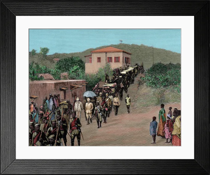 Framed Print : Governor Maxwell returns to Cape Coast Castle, from Cumasia, late 19th century. Creator: Unknown Framed Print : Governor Maxwell returns to Cape Coast Castle, from Cumasia, late 19th century. Creator: Unknown