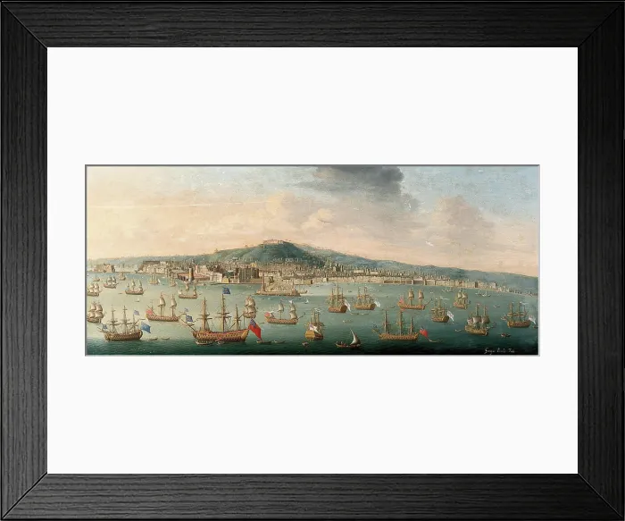 Framed Print : The bay of Naples with the British fleet at anchor, 1 August 1718. Creator: Gaspar Butler Framed Print : The bay of Naples with the British fleet at anchor, 1 August 1718. Creator: Gaspar Butler