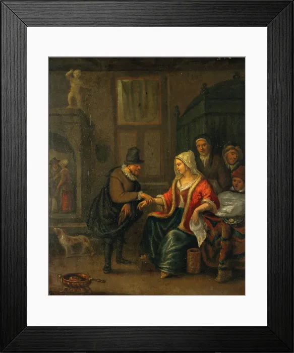 Framed Print : A medical practitioner taking a woman's pulse. Creator: Jan Steen. A medical practitioner taking a woman's pulse. Creator: Jan Steen Framed Print : A medical practitioner taking a woman's pulse. Creator: Jan Steen. A medical practitioner taking a woman's pulse. Creator: Jan Steen
