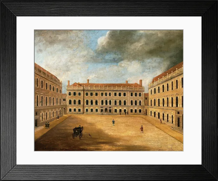 Framed Print : Saint Bartholomew's Hospital, London: the Gibbs buildings, c18th century. Creator: Unknown. Saint Bartholomew's Hospital, London: the Gibbs buildings, c18th century. Creator: Unknown
