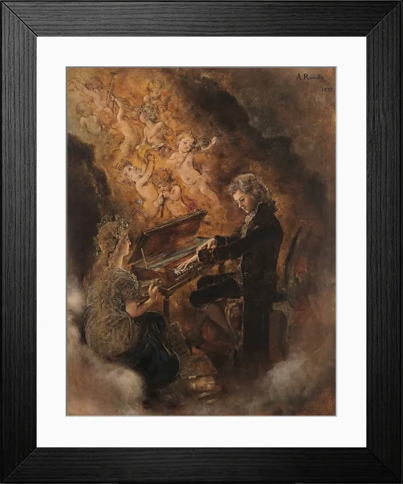 Framed Print : Wolfgang Amade Mozart (Mozart at his clavichord), 1877. Creator: Romako, Anton (1832-1889) Framed Print : Wolfgang Amade Mozart (Mozart at his clavichord), 1877. Creator: Romako, Anton (1832-1889)