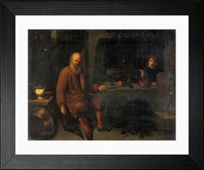 Framed Print : An alchemist in his laboratory, c1640s. Creator: David Ryckaert III Framed Print : An alchemist in his laboratory, c1640s. Creator: David Ryckaert III