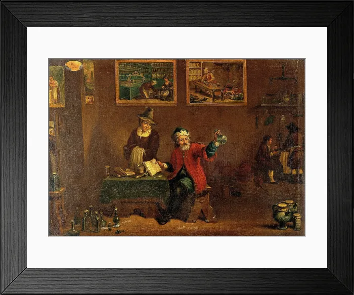 Framed Print : A man examining a urine flask, c1680s. Creator: Follower of David Teniers II Framed Print : A man examining a urine flask, c1680s. Creator: Follower of David Teniers II