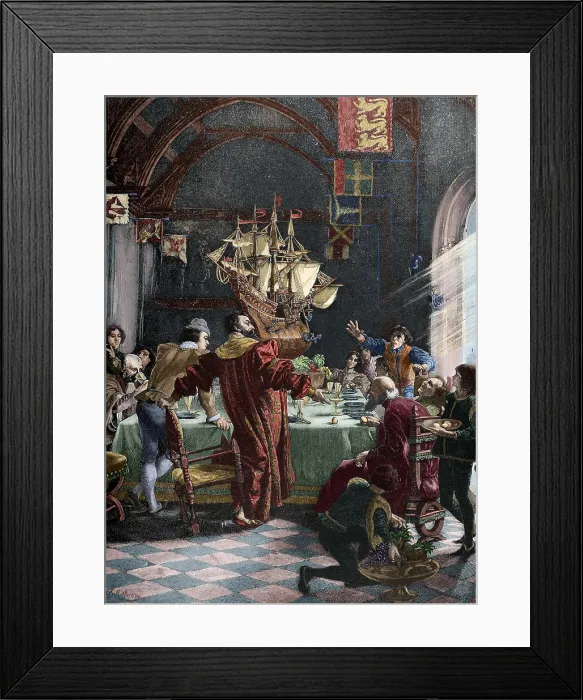 Framed Print : Egg of Columbus, 1885. Creator: R. Jerigre Framed Print : Egg of Columbus, 1885. Creator: R. Jerigre