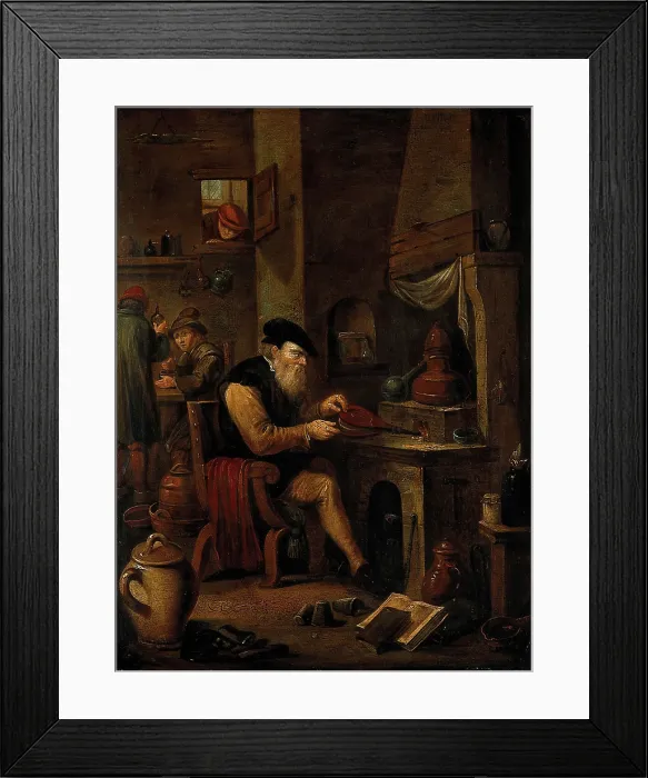 Framed Print : An alchemist in his laboratory, c1680s. Creator: Follower of David Teniers the younger Framed Print : An alchemist in his laboratory, c1680s. Creator: Follower of David Teniers the younger