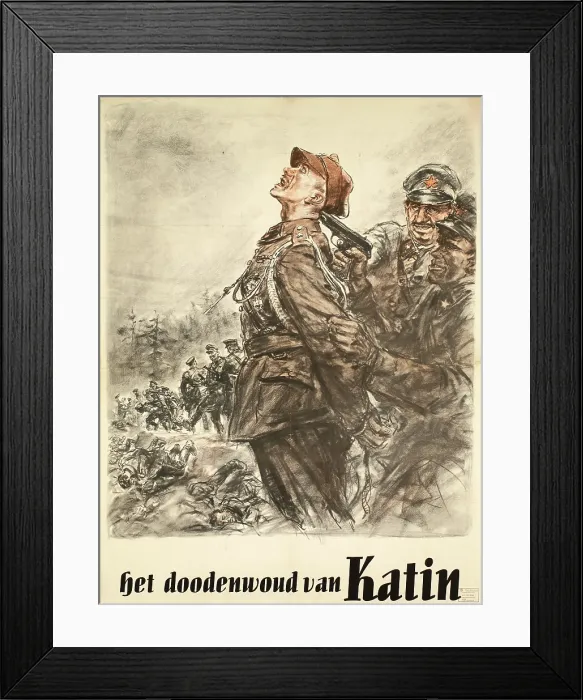 Framed Print : Katyn, the forest of death. Nazi propaganda poster, 1943. Creator: Matejko, Theo (1893-1946) Framed Print : Katyn, the forest of death. Nazi propaganda poster, 1943. Creator: Matejko, Theo (1893-1946)