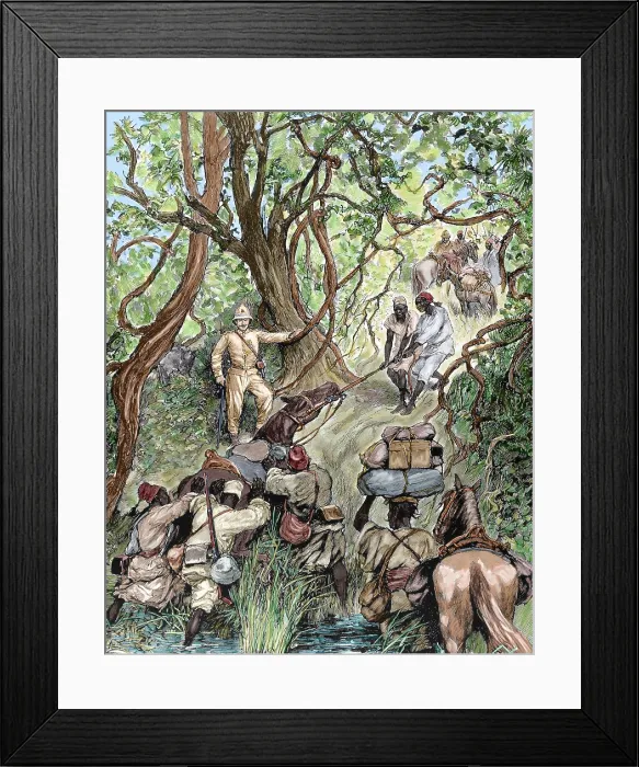 Framed Print : French expedition opens way into the Nieniya mountains, Sudan, Africa, 1893. Creator: Unknown Framed Print : French expedition opens way into the Nieniya mountains, Sudan, Africa, 1893. Creator: Unknown