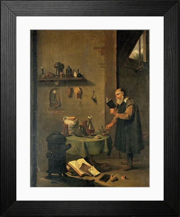 Framed Print : An alchemist in his laboratory, c1680s. Creator: Teniers, David, 1610-1690 (After) Framed Print : An alchemist in his laboratory, c1680s. Creator: Teniers, David, 1610-1690 (After)