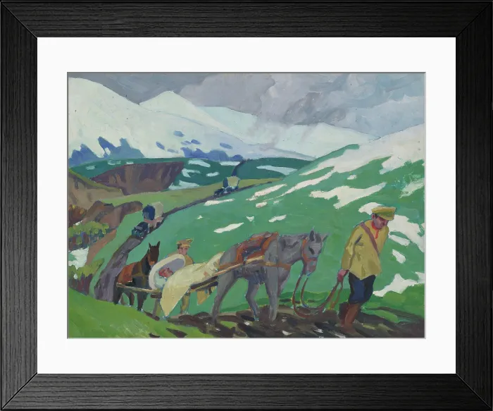 Framed Print : World War I: transport of our wounded in Russia, 1918'. Creator: Jan Gordon Framed Print : World War I: transport of our wounded in Russia, 1918'. Creator: Jan Gordon