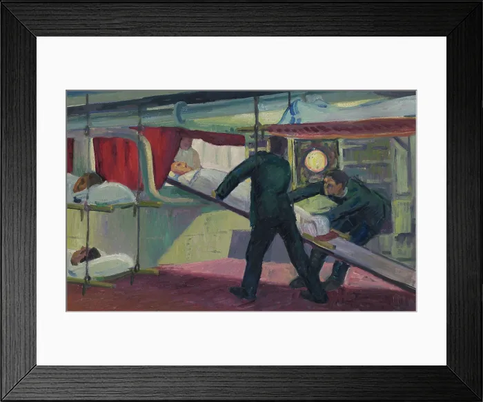 Framed Print : World War I: improvised accommodation for wounded in a man of war, c1914-1918. Creator: Jan Gordon Framed Print : World War I: improvised accommodation for wounded in a man of war, c1914-1918. Creator: Jan Gordon