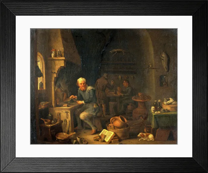 Framed Print : An alchemist seated at a furnace, turning away in thought, c1680s. Creator: Teniers, David, 1610-1690 (By or After) Framed Print : An alchemist seated at a furnace, turning away in thought, c1680s. Creator: Teniers, David, 1610-1690 (By or After)