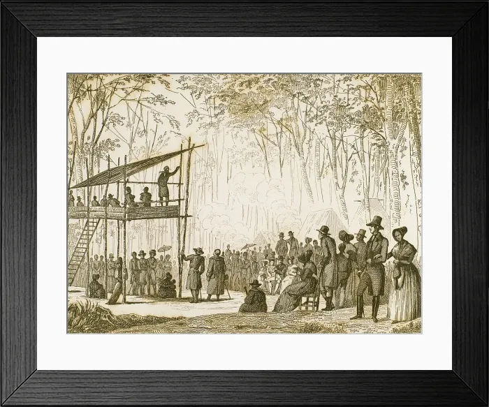 Framed Print : Anabaptist preaching, Virginia, USA, 1841. Creator: Unknown Framed Print : Anabaptist preaching, Virginia, USA, 1841. Creator: Unknown