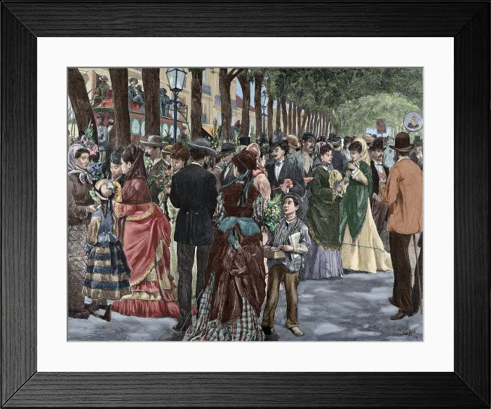 Framed Print : La Rambla de las Flores (Rambla of the Flowers), Barcelona, Spain, late 19th century? Creator: Josep Lluis Pellicer Fene Framed Print : La Rambla de las Flores (Rambla of the Flowers), Barcelona, Spain, late 19th century? Creator: Josep Lluis Pellicer Fene