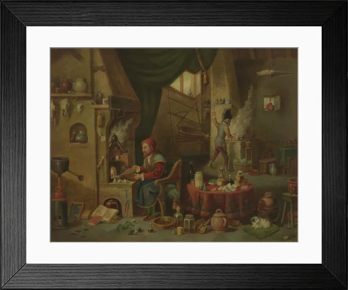 Framed Print : An alchemist in his laboratory, c1680s. Creator: Follower of David Teniers II Framed Print : An alchemist in his laboratory, c1680s. Creator: Follower of David Teniers II
