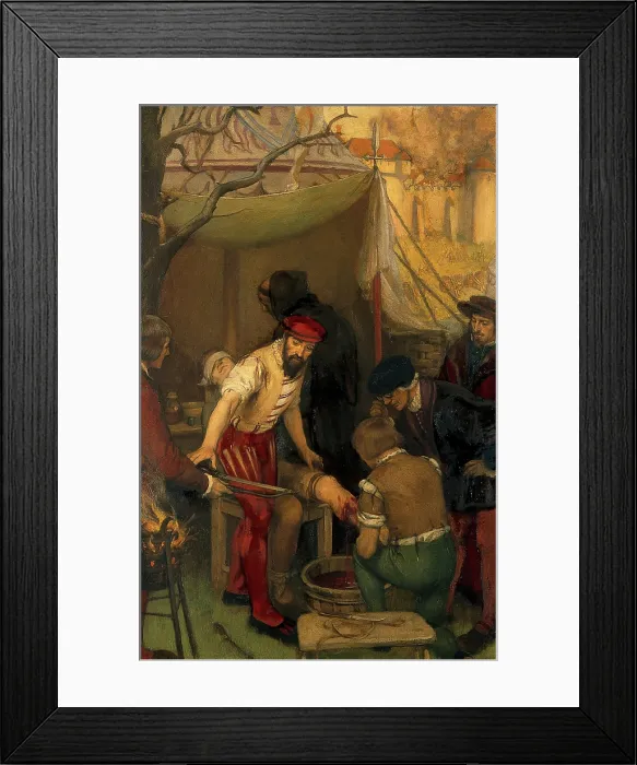 Framed Print : Ambroise Pare using the ligature when amputating at the siege of Damvillers, 1552, c1912. Creator: Ernest Board Framed Print : Ambroise Pare using the ligature when amputating at the siege of Damvillers, 1552, c1912. Creator: Ernest Board