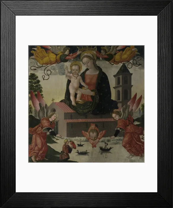 Framed Print : The Miracle of the Holy House of Loreto. Creator: Francesco da Montereale (1476-1541) Framed Print : The Miracle of the Holy House of Loreto. Creator: Francesco da Montereale (1476-1541)