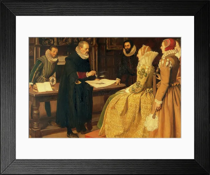 Framed Print : William Gilbert demonstrating the magnet before Queen Elizabeth, 1598, c1912. Creator: Ernest Board Framed Print : William Gilbert demonstrating the magnet before Queen Elizabeth, 1598, c1912. Creator: Ernest Board