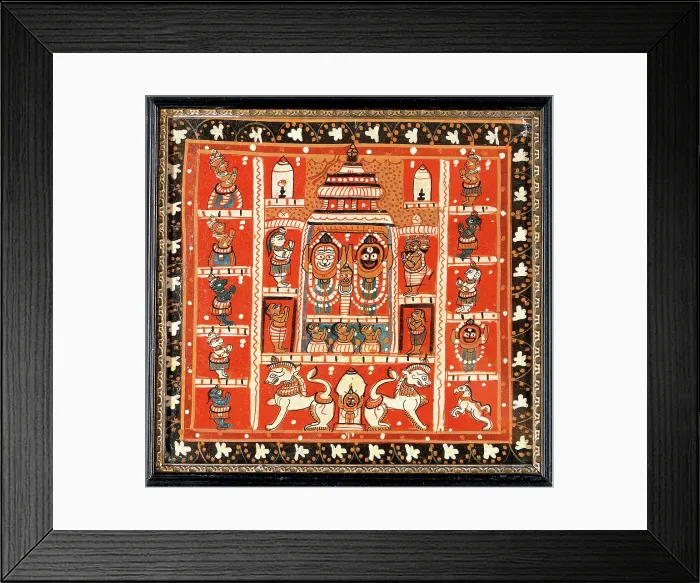 Framed Print : Balarama, Subhadra and Jagannath in the temple at Puri, with other figures in a... c1880 / 1910. Creator: Unknown Framed Print : Balarama, Subhadra and Jagannath in the temple at Puri, with other figures in a... c1880 / 1910. Creator: Unknown