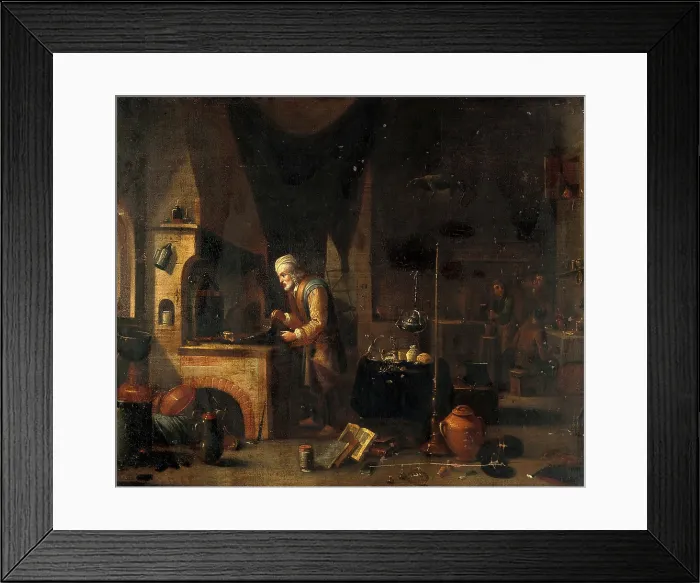 Framed Print : An alchemist in his laboratory, c1680s. Creator: Follower of David Teniers II Framed Print : An alchemist in his laboratory, c1680s. Creator: Follower of David Teniers II