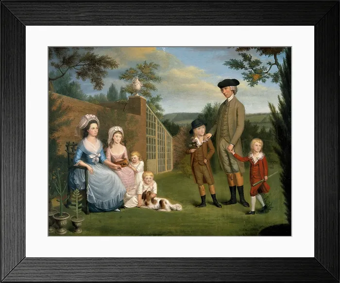 Framed Print : John Coakley Lettsom, physician, with his family, in the garden of Grove Hill, Camberwell, (1786?). Creator: Unknown