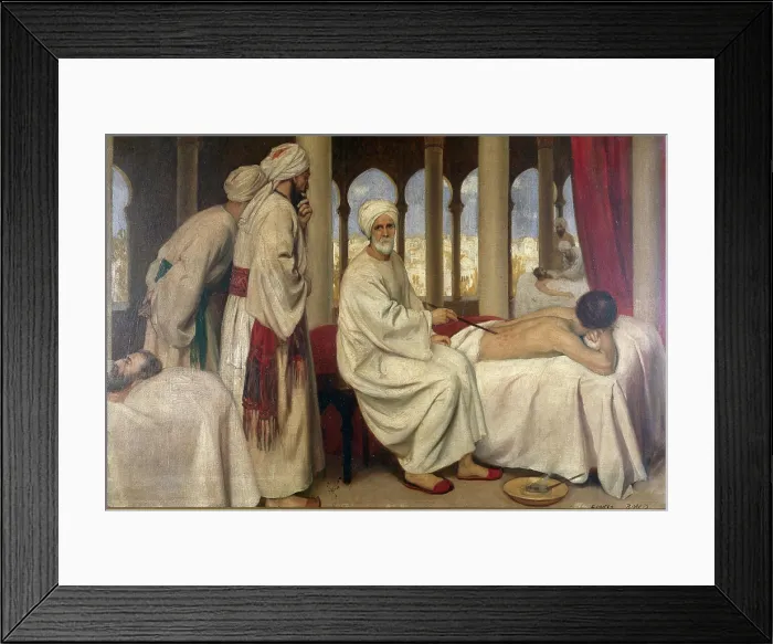Framed Print : Albucasis blistering a patient in the hospital at Cordova, c10th century, c1912. Creator: Ernest Board Framed Print : Albucasis blistering a patient in the hospital at Cordova, c10th century, c1912. Creator: Ernest Board