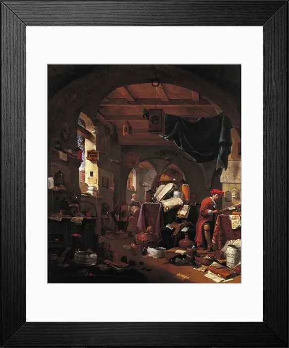 Framed Print : Interior with an alchemist, c1650s. Creator: Thomas Wyck Framed Print : Interior with an alchemist, c1650s. Creator: Thomas Wyck