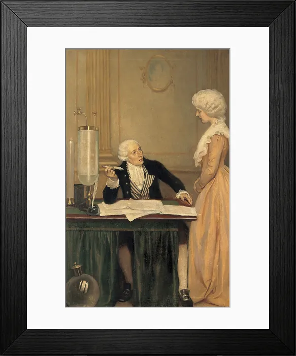 Framed Print : Lavoisier explaining to his wife the result of his experiments on air, c1770s, c1910s. Creator: Ernest Board Framed Print : Lavoisier explaining to his wife the result of his experiments on air, c1770s, c1910s. Creator: Ernest Board