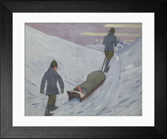 Framed Print : World War I: transport of the wounded by sledge in Russia, 1918. Creator: Jan Gordon Framed Print : World War I: transport of the wounded by sledge in Russia, 1918. Creator: Jan Gordon
